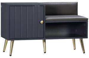 HOMCOM Mobile Panca Scarpiera con Seduta Imbottita e Armadietto a righe per 4 Paia di Scarpe, per Ingresso, 80x33x49cm, Grigio|Aosom Italy