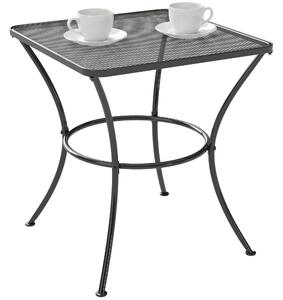Outsunny Tavolino da Giardino Quadrato in Acciaio con Piano Traforato, 45x45x50 cm, Nero