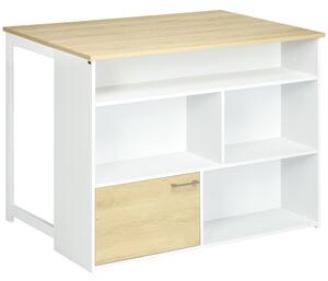 HOMCOM Tavolo da Bar Moderno in MDF per 2 Persone con 4 Ripiani Aperti e Armadietto, 116x79.5x91 cm|Aosom