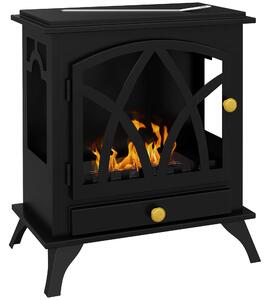 HOMCOM Camino a Bioetanolo da Terra con Estintore fiamma e Bruciatore da 1.2L e Copertura 25㎡, 45x28x54cm, Nero | Aosom Italy
