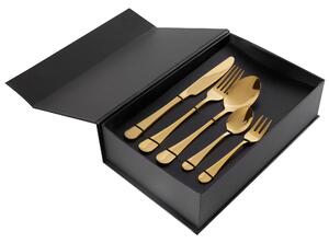 Set di posate in acciaio inox oro 30 pezzi per 6 persone Coltello Cucchiaio Forchetta Cucchiaio Forchetta per torte Design moderno Beliani