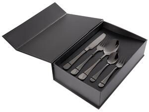 Set di posate in acciaio inox nero 30 pezzi per 6 persone Coltello Cucchiaio Forchetta Cucchiaio Forchetta per torte Design moderno Beliani