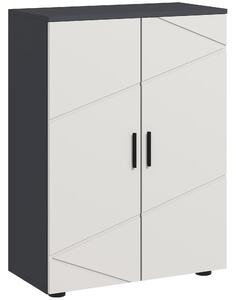Kleankin Mobiletto Bagno 2 Ante in Legno con 3 Ripiani e Chiusura Ammortizzata, 60x30x82cm, Grigio|Aosom