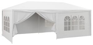 Outsunny Gazebo Tendone per Feste 6x3m con Pareti Laterali Rimovibili, Porte e Finestre, Bianco
