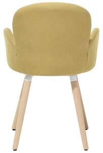 Set di 2 sedie da pranzo rivestimento in tessuto giallo gambe in legno chiaro stile moderno eclettico Beliani