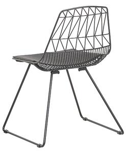 Set di 2 sedie da pranzo Struttura in metallo Nero Seduta in ecopelle Schienale geometrico Design industriale moderno Beliani