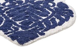 Tappeto da bagno in cotone blu 150 x 60 cm Forma irregolare Motivo decorativo Tappeto da bagno Accessori da bagno Design moderno Beliani