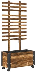 Outsunny Fioriera con Traliccio per Rampicanti e Rotelle, in Legno di Abete, 65x31x147 cm, Marrone
