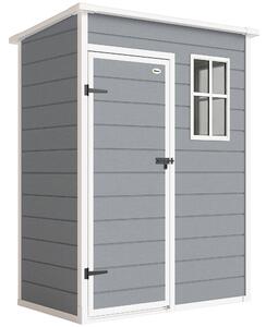 Outsunny Casetta da Giardino con Porta Bloccabile, Finestra e Presa d'Aria, capanno Porta Attrezzi, 151 x 92 x 193 cm, Grigio | Aososm Italy