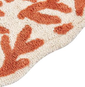 Tappeto da bagno arancione in cotone 60 x 90 cm Forma irregolare Motivo decorativo Tappeto da bagno Accessori da bagno Design moderno Beliani