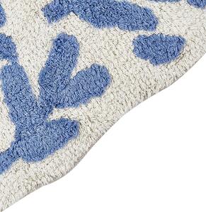 Tappeto da bagno blu in cotone 60 x 90 cm Forma irregolare Motivo decorativo Tappeto da bagno Accessori da bagno Design moderno Beliani
