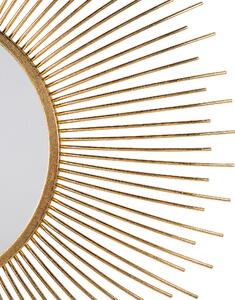 Specchio da parete a forma di sole rotondo dorato da 80 cm a forma di sole Beliani
