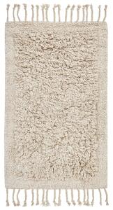 Tappeto da bagno in cotone beige 50 x 80 cm Forma rettangolare Tappeto da bagno con nappe decorative Accessori da bagno Design moderno Beliani