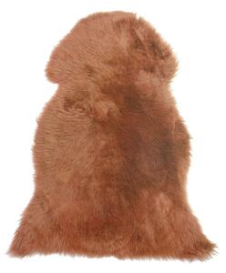 Tappeto in pelle di pecora marrone 65 x 110 cm a pelo lungo naturale in stile rustico Beliani