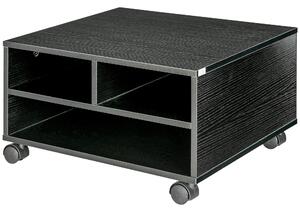 HOMCOM Mobile Porta Stampante a 2 Ripiani in Legno con Ruote per Ufficio e Studio, 47x40x22.5cm, Nero|Aosom