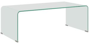 HOMCOM Tavolino in Vetro Temperato Moderno da Salotto con Design Monoblocco, 100x50x35 cm, Trasparente