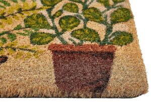 Zerbino in fibra di cocco naturale con supporto in PVC antiscivolo 40 x 60 cm Motivo vasi per piante Decorazione moderna per interni Beliani