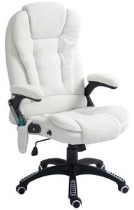 Vinsetto Poltrona Ufficio Massaggiante con Altezza Regolabile e Telecomando, sedia Ergonomica in Tessuto Lino, 67x74x107-116cm, Bianco|Aosom Italy