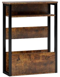 HOMCOM Tavolino da Soggiorno in Stile Industriale con 2 Ripiani, in Legno e Metallo, 46x18x58.5 cm, Marrone