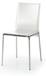 Set di sedie TORTONA in ecocuoio bianco con struttura in acciaio cromato