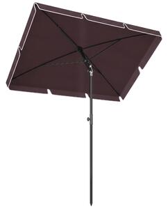 Outsunny Ombrellone Rettangolare Giardino, Inclinazione Regolabile, Palo Alluminio, 198x130x240cm, Marrone e Nero, Moderno|Aosom