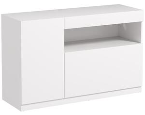 HOMCOM Credenza Moderna Bassa con Ante Ammortizzate e Apertura a Pressione, Ripiani Regolabili, Bianco