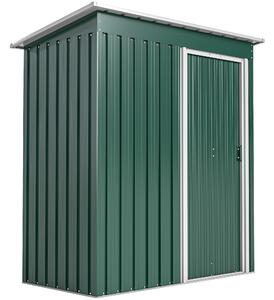 Outsunny Casetta da giardino con Tetto Inclinato e Porta Scorrevole, Capanno Attrezzi in Acciaio Zincato, 163x89x182 cm, Verde | Aosom Italy
