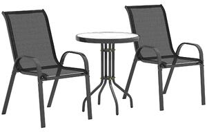 Outsunny Sedie da Giardino, Set da 3 Pezzi con Tavolino Rotondo in Acciaio, 54x71x93 cm, Nero | Aosom Italy