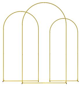 Outsunny Set di 3 Archi da Giardino da 1.8-2-2.2 m, Archetti Decorativi in Metallo, Colore Oro