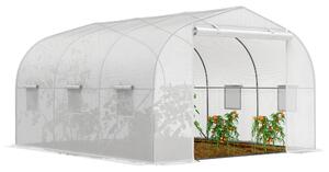 Outsunny Serra da Giardino con 6 Finestre e Porta a Rullo, in Acciaio e PE, 3.5x3x2 m, Bianco|Aosom
