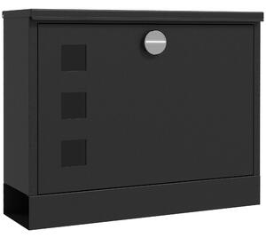HOMCOM Cassetta Postale in Metallo con 2 Chiavi di Sicurezza, 3 Finestre e Foro di Drenaggio, 36.5x11.5x29 cm, Nera|Aosom