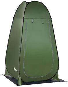 Outsunny Tenda Doccia da Campeggio e Spiaggia con Porta a Cerniera e Borsa di Trasporto, 126x124x189 cm, Verde Scuro