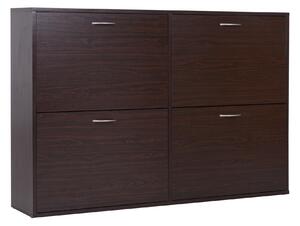 HOMCOM Scarpiera Salvaspazio da 24 Paia con Mensole Regolabili e 4 Cassetti, in Legno, 120x24x81cm, Marrone
