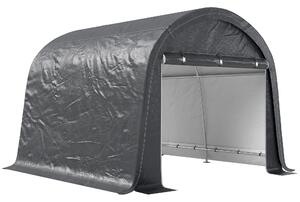 Outsunny Tendone da Giardino per Moto, Bici e Attrezzi con 2 Ingressi a Zip, in Acciaio e PE, 300x300x235 cm, Grigio | Aosom Italy