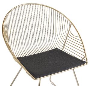 Set di 2 sedie da pranzo con struttura in metallo dorato sedile in ecopelle nera design moderno e glam Beliani