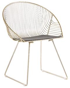 Set di 2 sedie da pranzo con struttura in metallo dorato sedile in ecopelle nera design moderno e glam Beliani