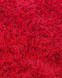 Tappeto Shaggy Tappeto a pelo lungo Solido Poliestere Rosso Rettangolare 80 x 150 cm Beliani