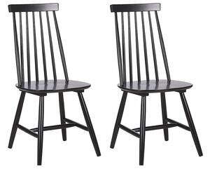Set di 2 sedie da pranzo Sedia da cucina con schienale in legno massello Nero Beliani