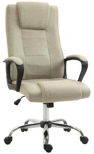 Vinsetto Sedia da Ufficio Ergonomica Inclinabile Girevole in Tessuto Effetto Lino con Poggiatesta, Beige | Aosom Italy