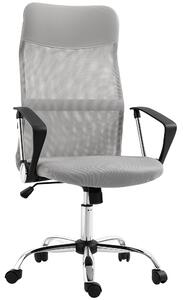 HOMCOM Sedia Ergonomica da Ufficio Girevole, Altezza Regolabile e Schienale a Rete, 63x65x109-119 cm, Grigio Chiaro | Aosom Italy