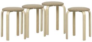 HOMCOM Set 4 Sgabelli Impilabili e Imbottiti con Rivestimento in Tessuto e Gambe in Legno, Cachi | Aosom Italy