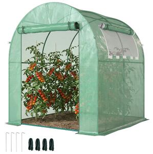 Outsunny Serra da Giardino a Tunnel con Porte e Finestre Avvolgibili in PE Verde, 180x180x200cm|Aosom