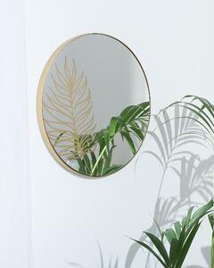 Specchio da parete rotondo con cornice dorata 57 cm motivo foglia bagno soggiorno retrò Beliani