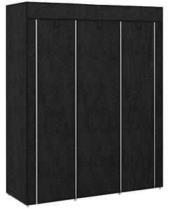 HOMCOM Guardaroba in Tessuto con Base Rialzata, 8 Ripiani e 2 Barre, Armadio Guardaroba Salvaspazio in Tessuto non Tessuto, PP e Acciaio, per Camera da Letto, 125x43x162.5 cm, Nero | Aosom Italy
