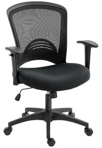 HOMCOM Sedia da Ufficio Traspirante e Reclinabile ad Altezza Regolabile, in Tessuto a Rete, 65x59x92.5-102.5 cm, Nero | Aosom Italy