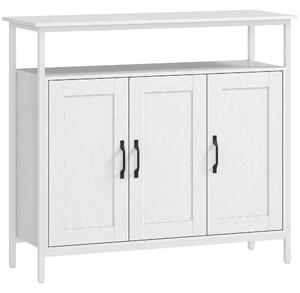 HOMCOM Credenza da Cucina con Ripiano Aperto e 2 Armadietti, in Legno e Acciaio, 100x35x88 cm, Bianco | Aosom Italy