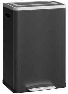 HOMCOM Bidone Immondizia a 2 Sezioni da 20L con Coperchio Silenzioso, in Acciaio Inox e PP, 40x34.8x59 cm, Nero | Aosom Italy