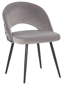 Set di 2 sedie da pranzo in velluto grigio gambe in metallo Nero verniciato a polvere con motivo floreale ritagliato sul retro Beliani