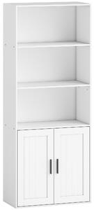 HOMCOM Libreria con Ripiani Aperti e Armadietto 2 Ante con Mensola Interna Regolabile, 60x30x145.5 cm, Bianco | Aosom Italy
