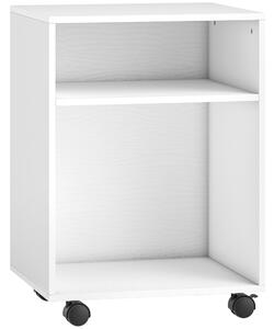 HOMCOM Mobile Porta Stampante con Ruote e 2 Ripiani Aperti in Legno, 40x35x55.5 cm, Bianco | Aosom Italy